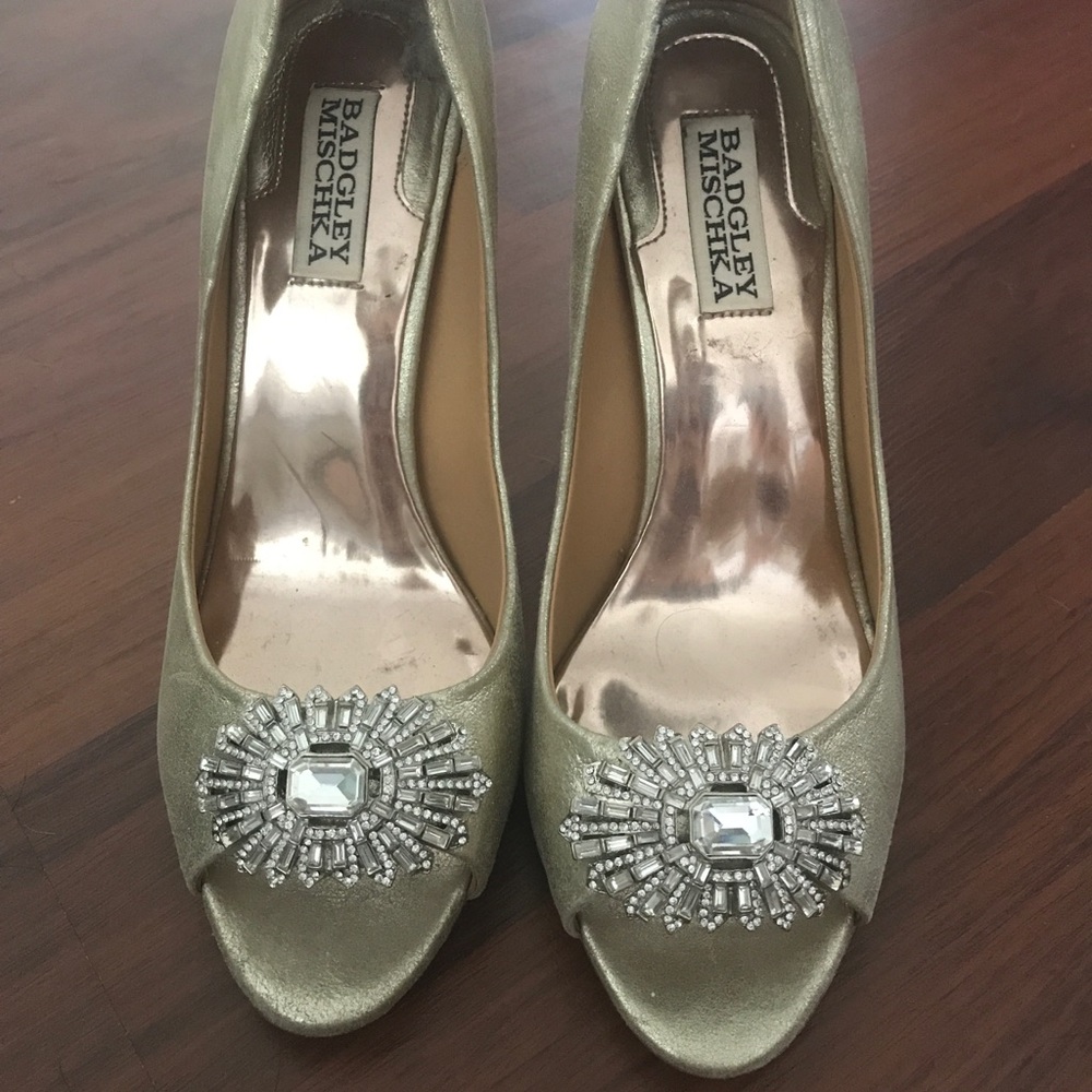 Mischa Badgley gold heels